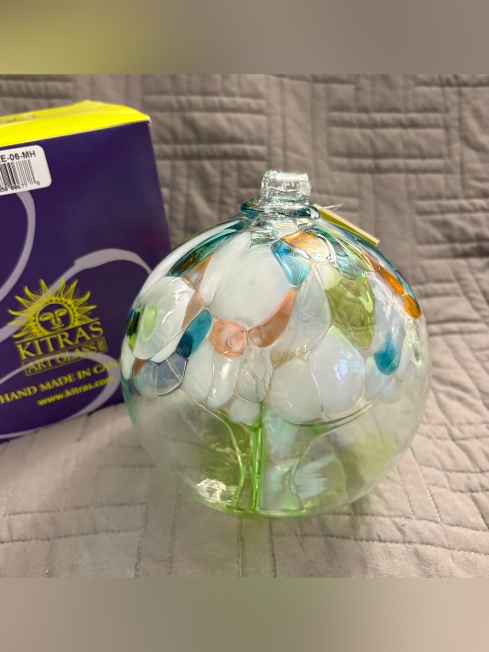 Kitras Art Glass Suncatcher Tree Of Rebirth Orb Sphere Ornament Witch Ball 6”